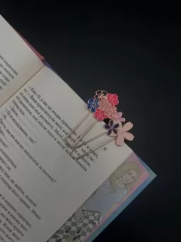 Металлические закладки "Скрепки с цветами" (4шт) 